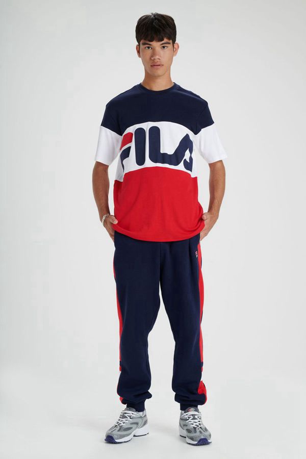 Fila Vialli Men's T-Shirts - Navy/Red/White,NZ 264-42175